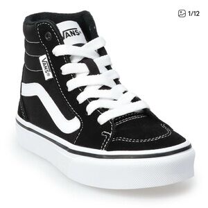Vans Kids Black and White High-Top Sneakers